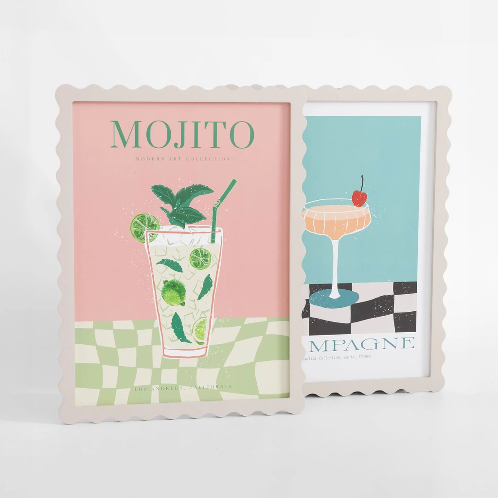 Retro obraz ružovo-zelený 30x40 cm