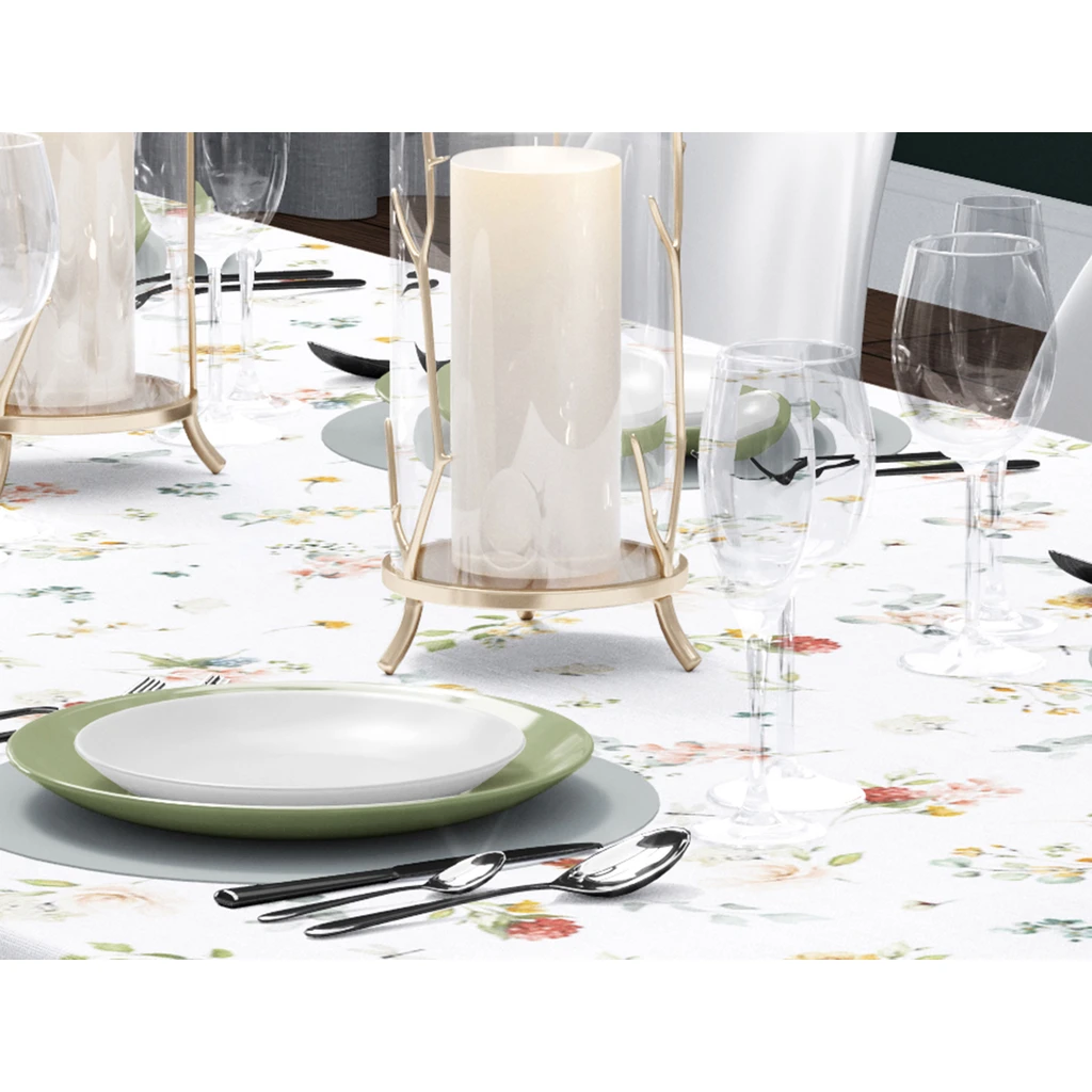 Jarný obrus s kvetinovým vzorom, biely 140x200 cm