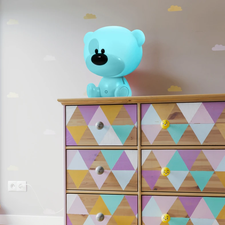 Detská nočná lampa modrá LED MACKO BIBI