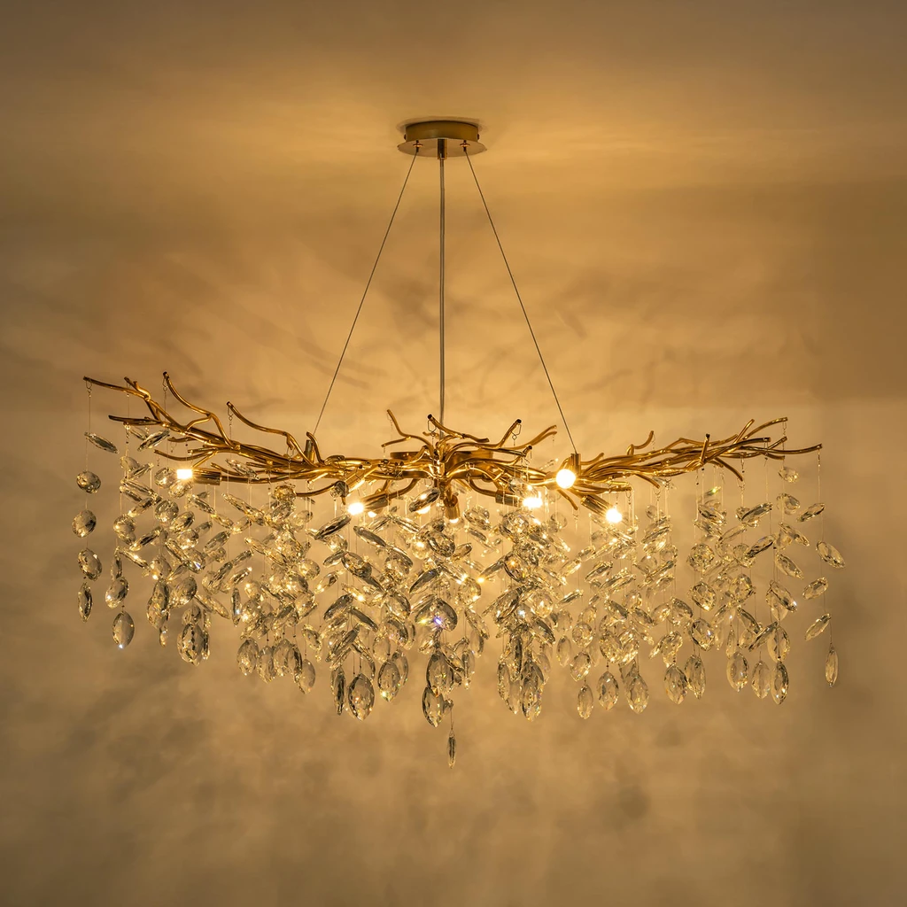 Luster na lanku glamour zlatý CINDY fi100 cm, 10xG9