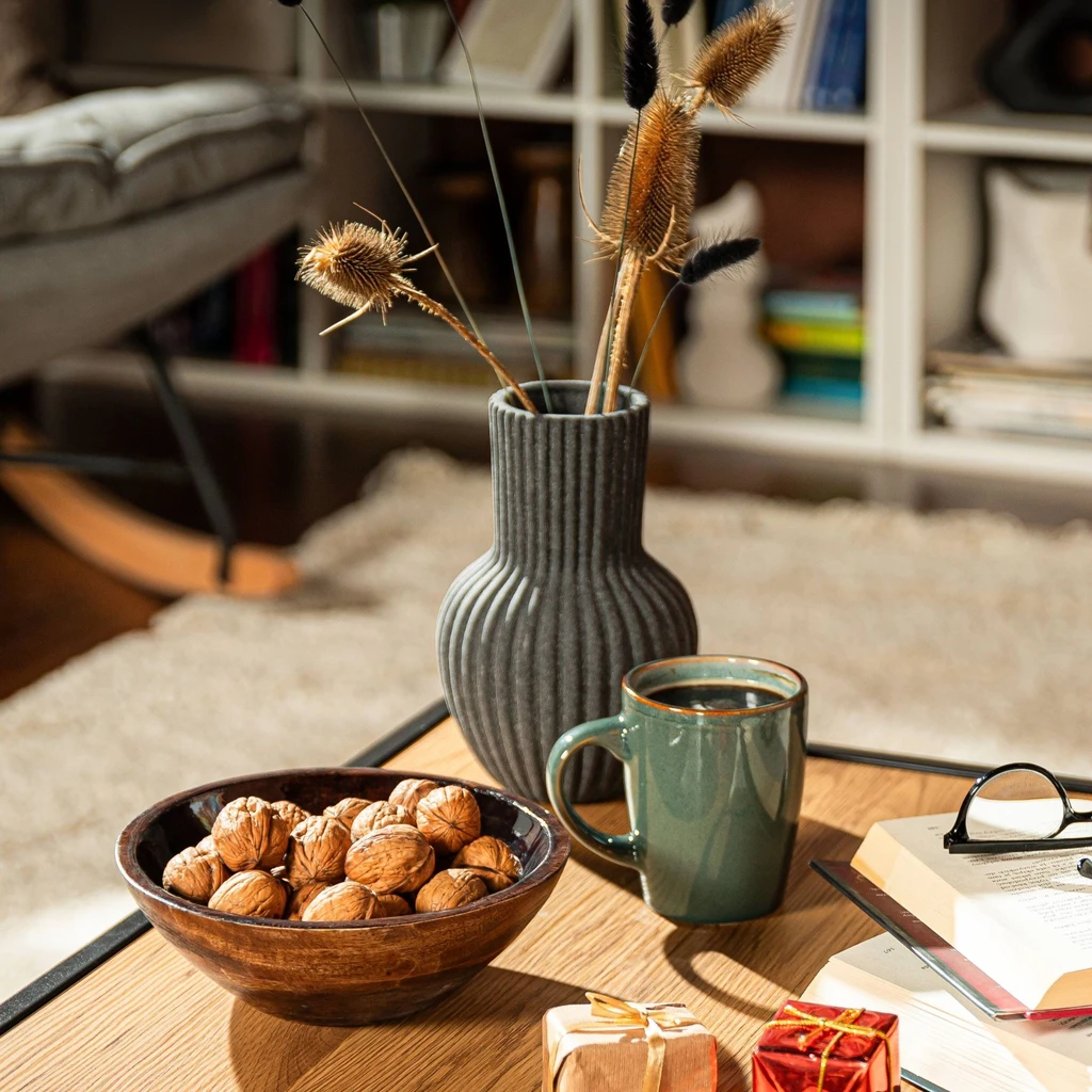 Keramická váza sivá 19,8 cm