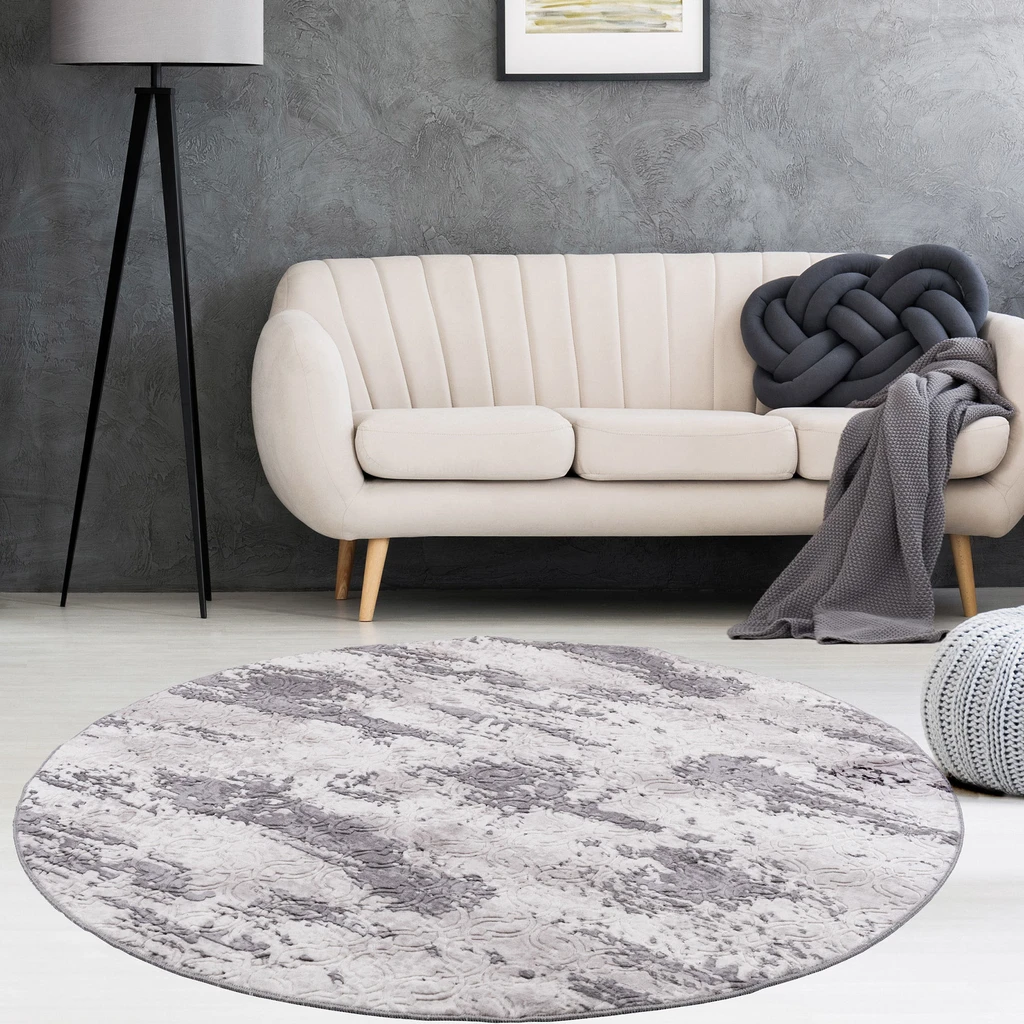 Retro koberec VISION, sivo-antracitový, okrúhly, 120 cm