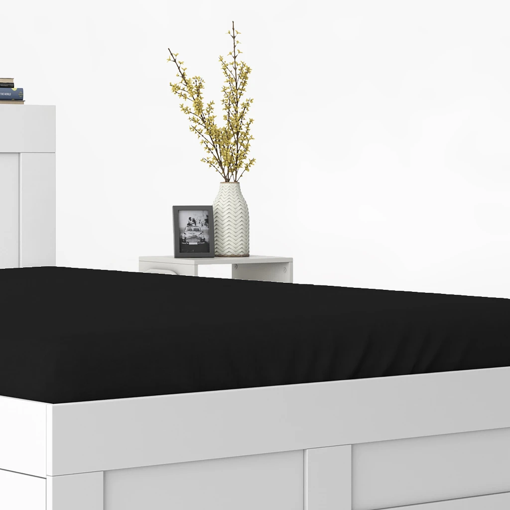 Saténové prestieradlo s gumičkou čierne PURE 220x200 cm