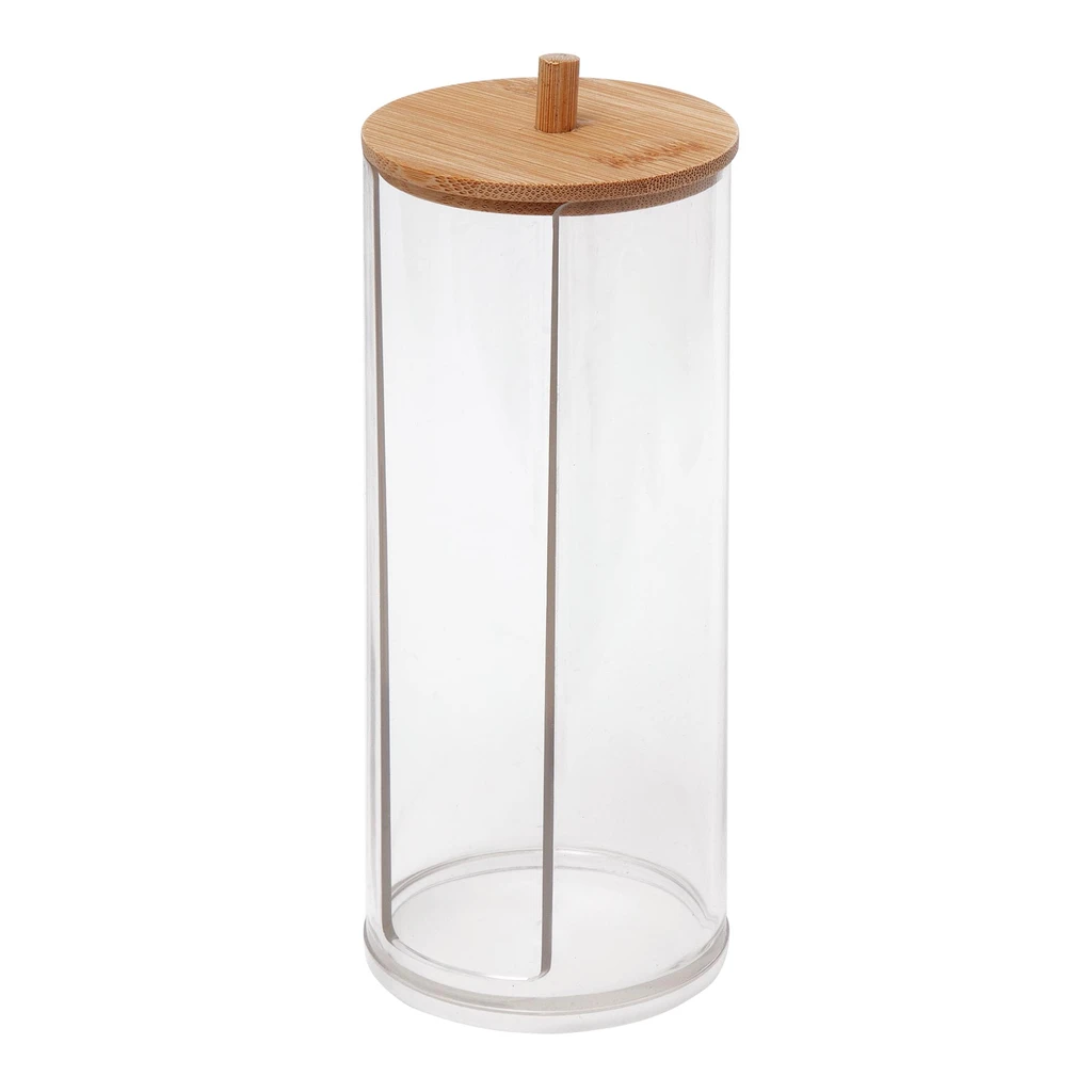 Nádoba na vatové tampóny s bambusovým vrchnákom 18,5 cm