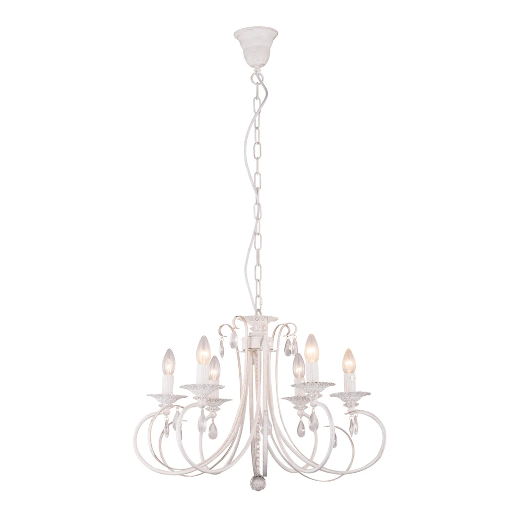 Sviečkový luster retro biely NOVIA