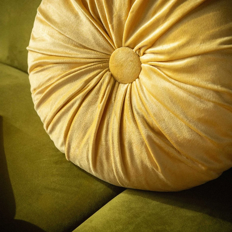 Dekoratívny okrúhly vankúš SELMA žltý 40 cm
