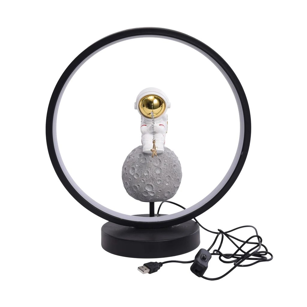 Lampa stołowa dekoracyjna LED ASTRONAUTA z wędką - wymiary.