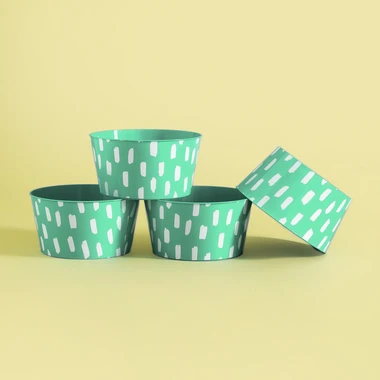 Súprava 4 plastových zelených misiek 750 ml