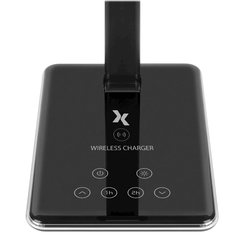 Čierna stolná lampa LED CLARA s indukčnou nabíjačkou