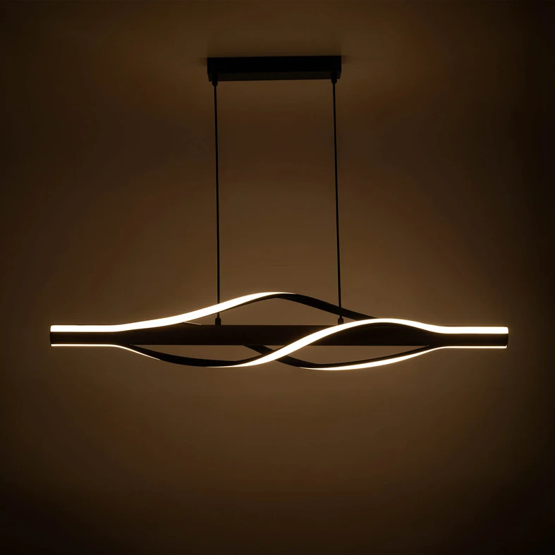 Závesné svietidlo LED drevené čierne BAEZ