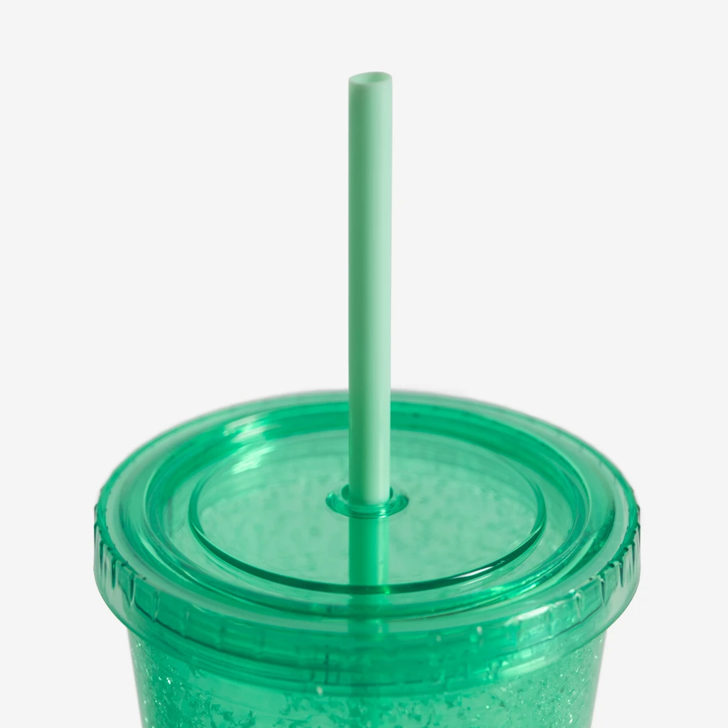 Kubek plastikowy ze słomką zielony 500 ml