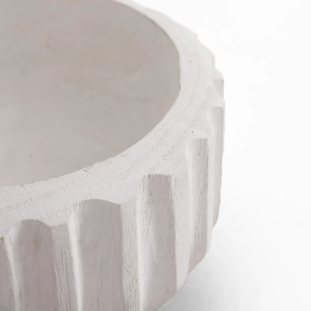 Patera dekoracyjna żłobiona biała 20 cm