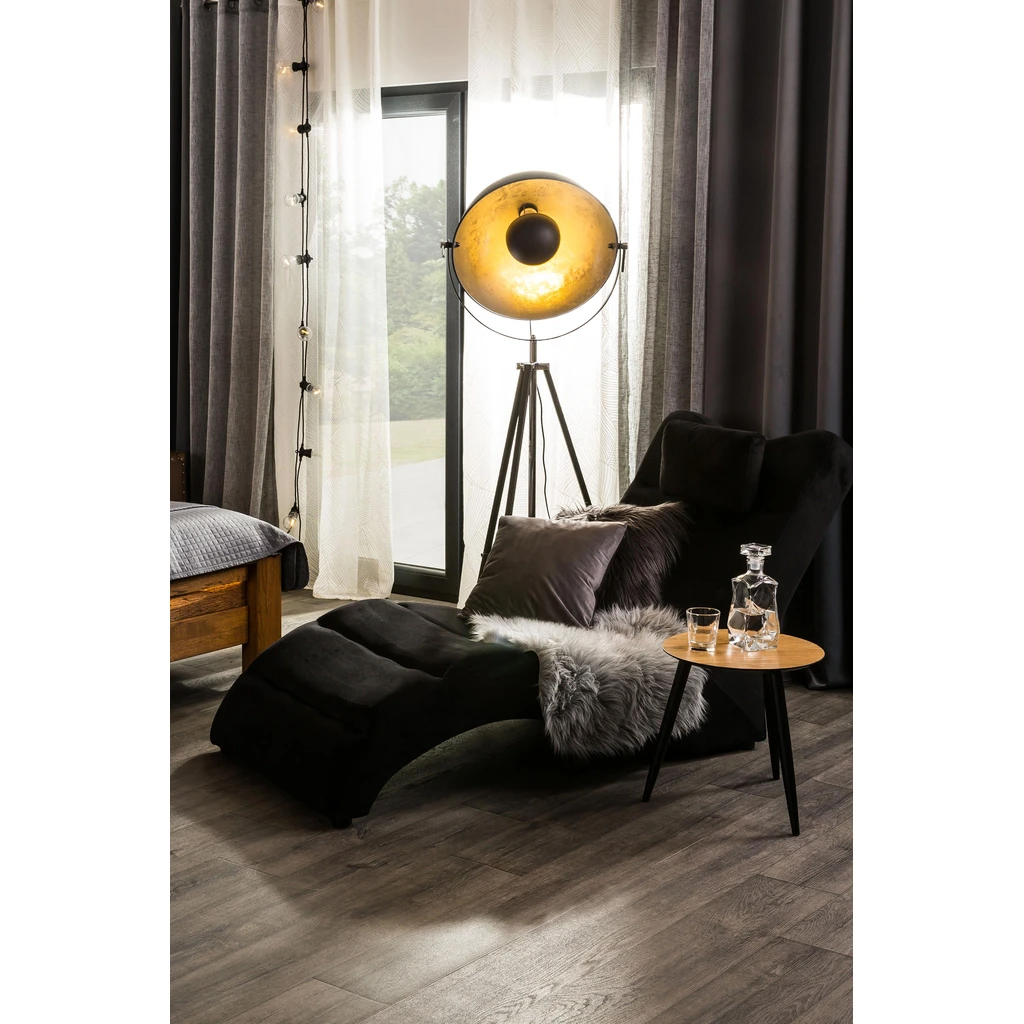 Industriálne podkrovné stojace svietidlo v čiernej a zlatej farbe ANTENNE