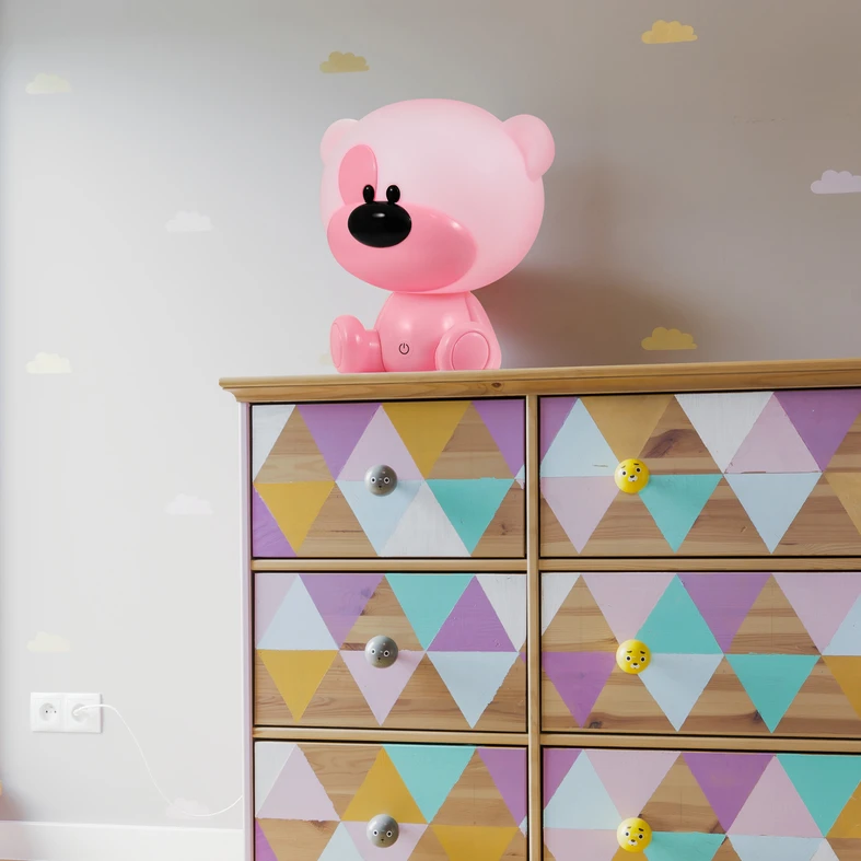 Detská nočná lampa ružová LED MACKO BIBI