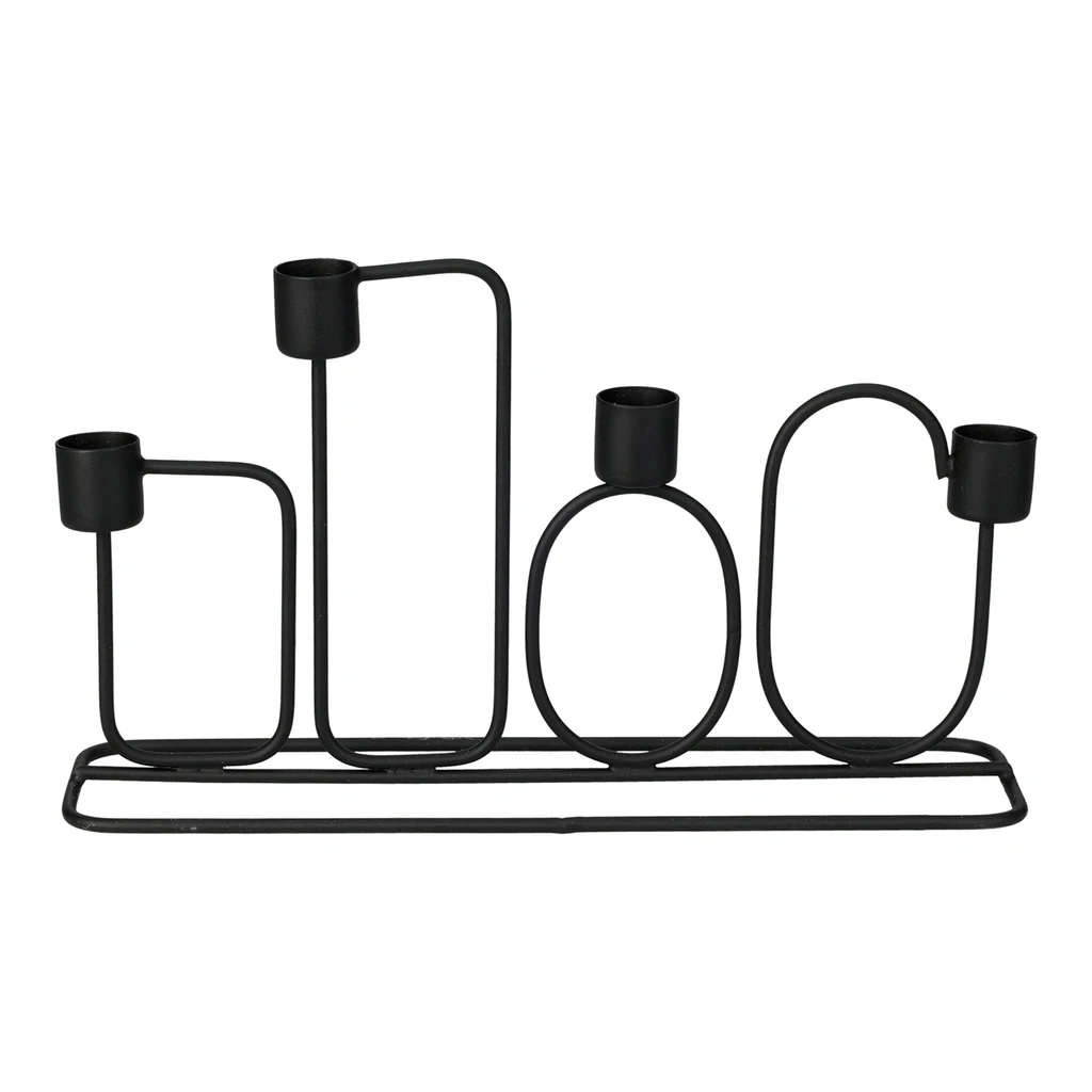 Svietnik na 4 sviečky čierny 27x15 cm