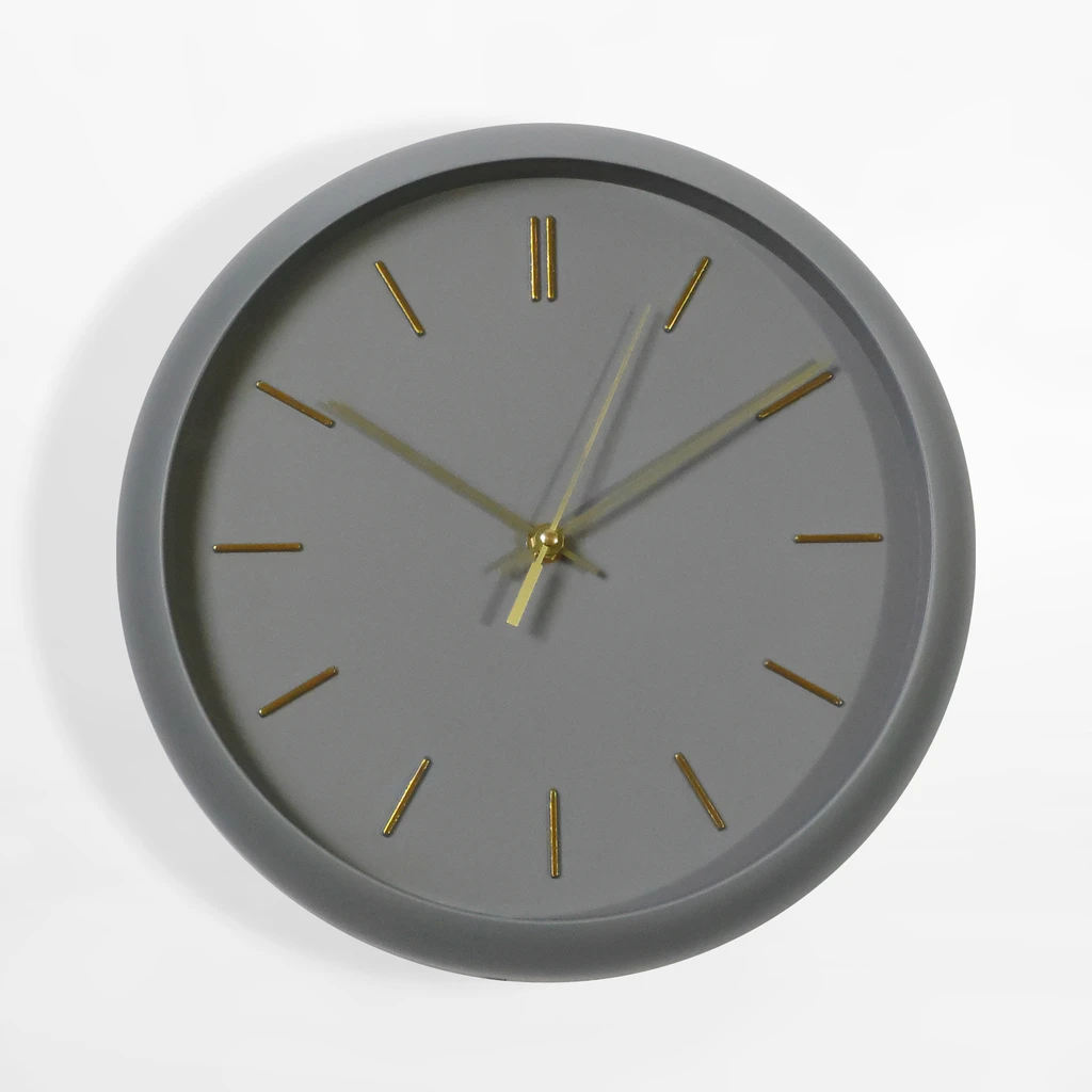 Szary zegar na ścianę okrągły