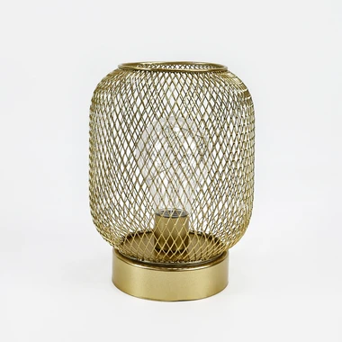 Dekoratívna LED lampa sieťovinové tienidlo zlatá 14x16,5 cm