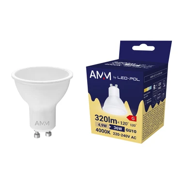 LED žiarovka GU10 4,9W neutrálna farba AMM-GU10-4,9W-DW