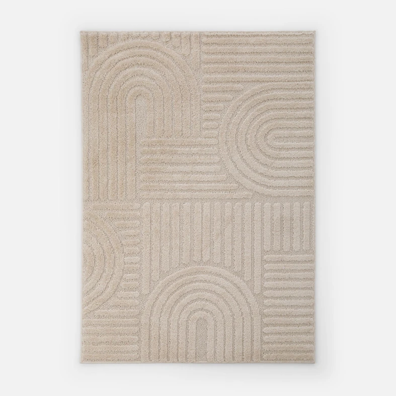 Dywan kremowy LA CASA 3D 120x170 cm wykonany z przędzy polipropylenowej.