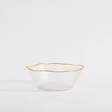 Sklenená miska so zlatým okrajom 15x5,5 cm