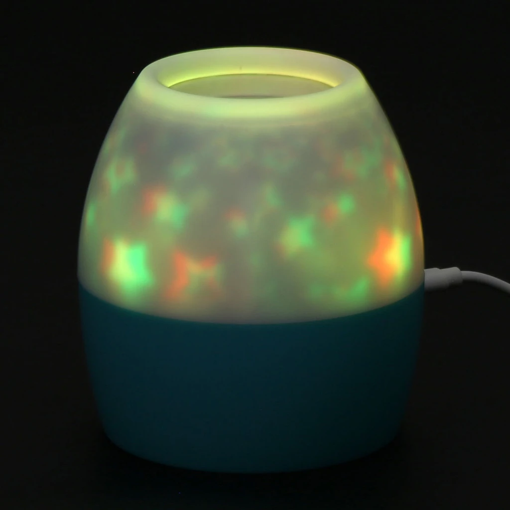 Nočná lampa s projektorom bielo-modrá