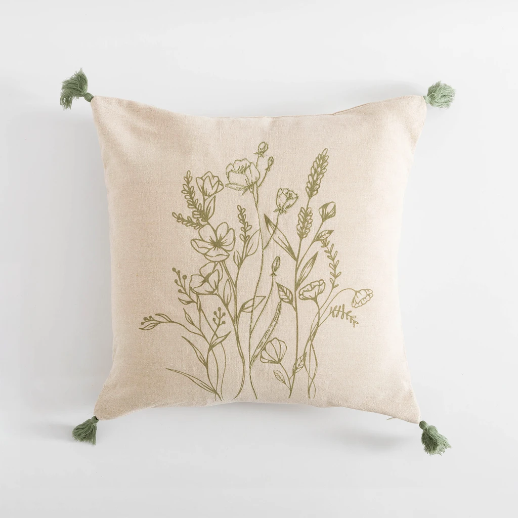 Dekoračná obliečka so strapcami zelená FLORIA 45x45 cm