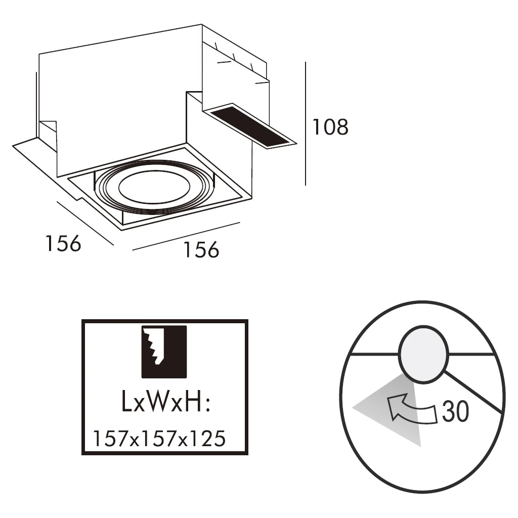 Zapustené 1-bodové svietidlo biele ONEON