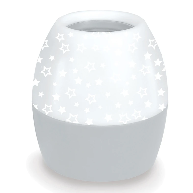 Detská nočná lampa s projektorom obrázkov, bielo-šedá