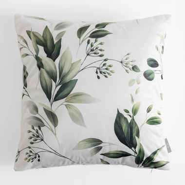 Dekoračná obliečka na vankúš LISTY v bielej farbe OLIVE 45x45 cm
