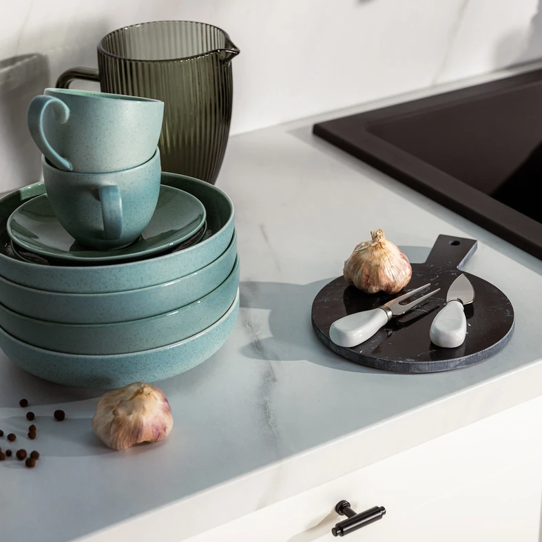 Hlboký tanier GRANITE MINT BLUE porcelán Bogucice 22 cm