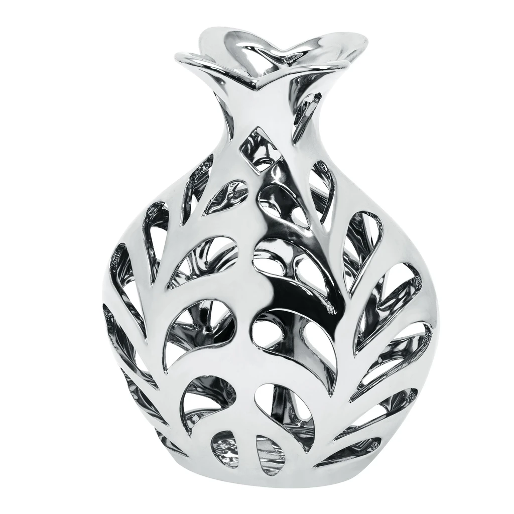 Ozdobná strieborná váza s otvormi 28 cm