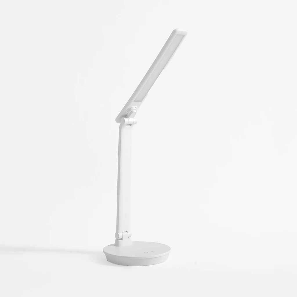 Stolná LED lampa s okrúhlou základňou biela