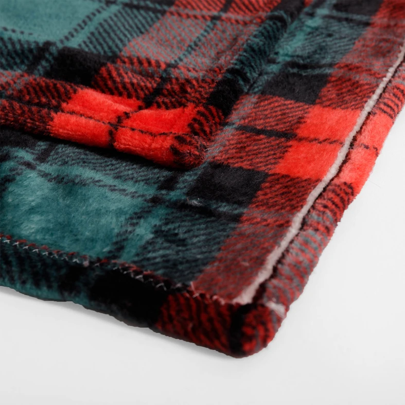 Zeleno-červená károvaná deka TYLOR 150x200 cm