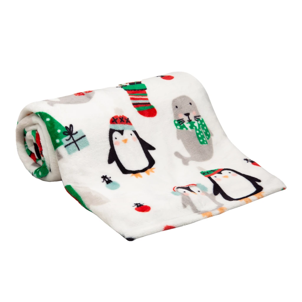 Vianočná deka ZVIERATÁ SANTAS 130x160 cm
