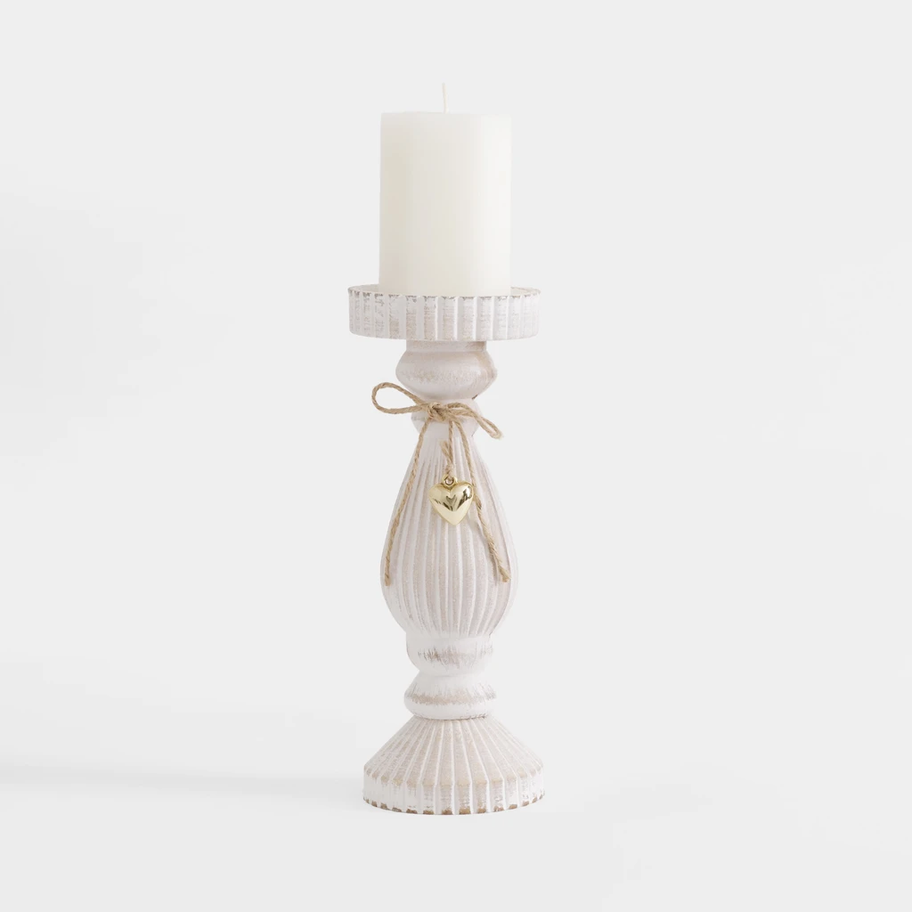 Biały świecznik na jedną świecę