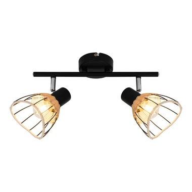 Čierne ratanové 2-bodové svietidlo GENT