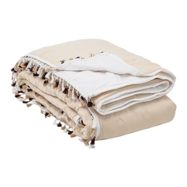 Prehoz na posteľ FRINGLE bielo-béžový 220x200 cm