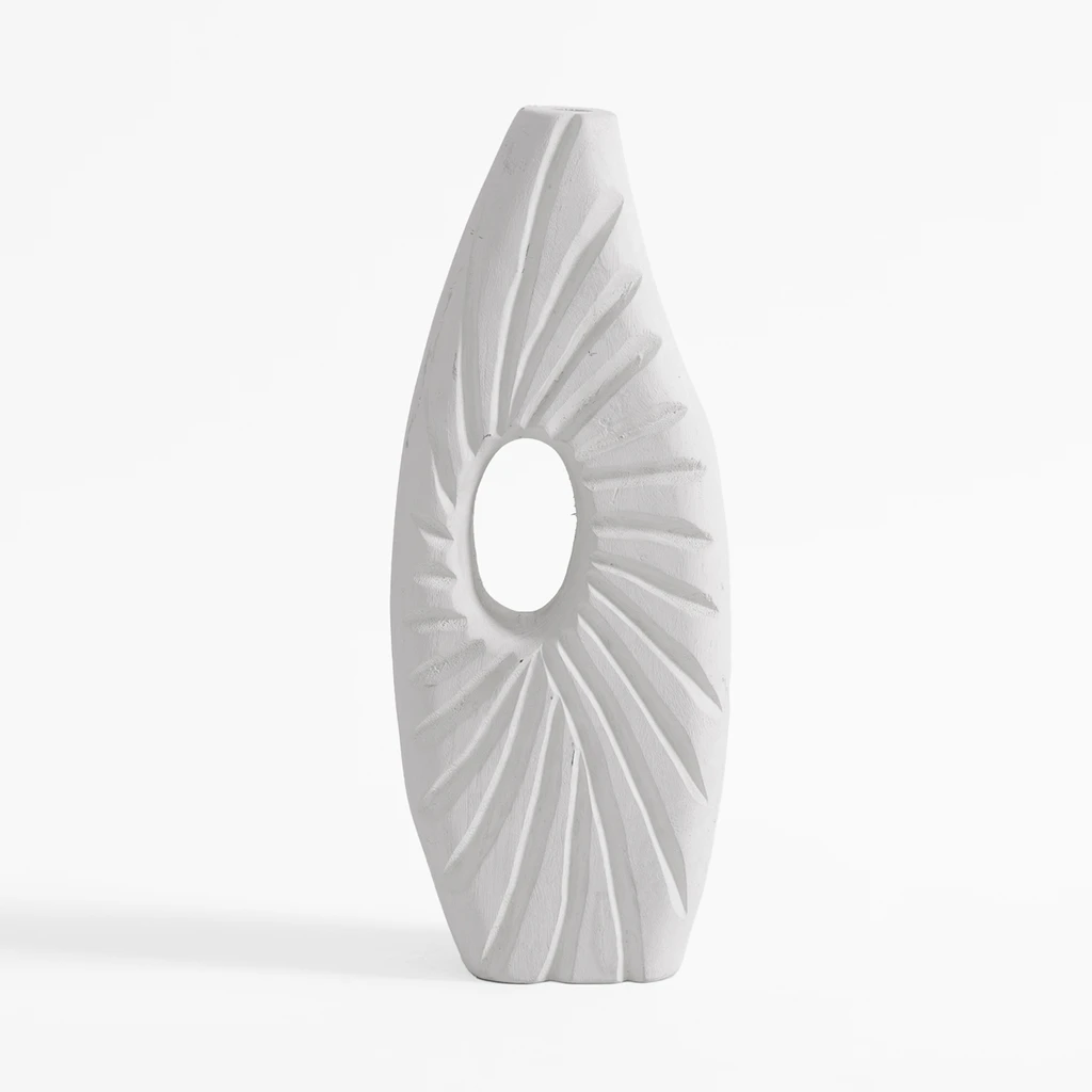 Wazon żłobiony biały 35 cm