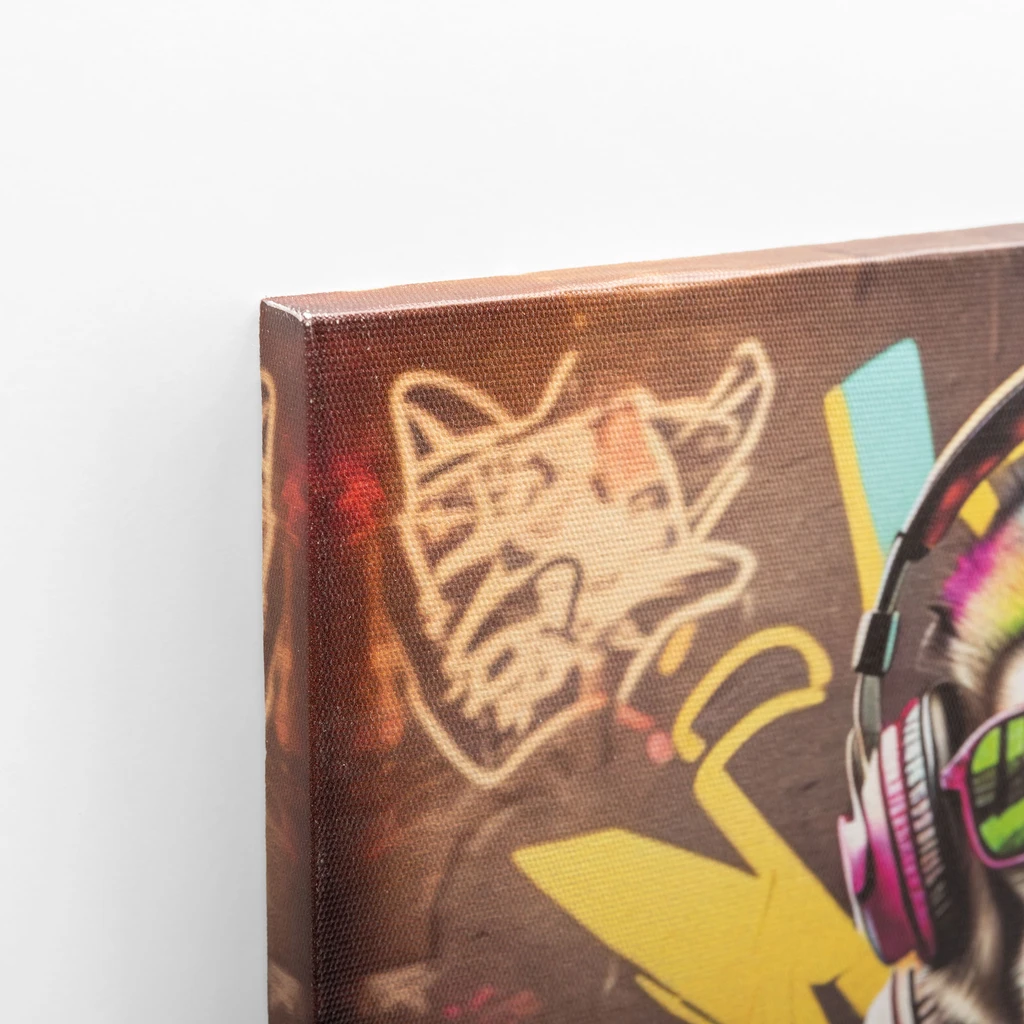 Obraz z grafiką małpy w słuchawkach