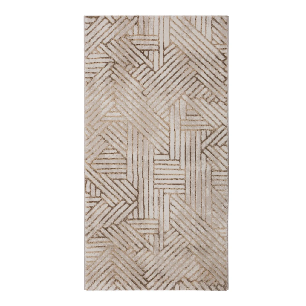 Geometrický béžovo-zlatý koberec STUDIO 80x150 cm