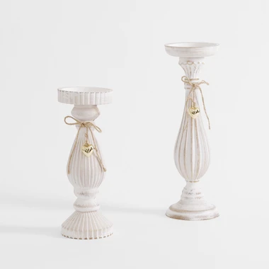 Svietnik na jednu sviečku, biely 27 cm