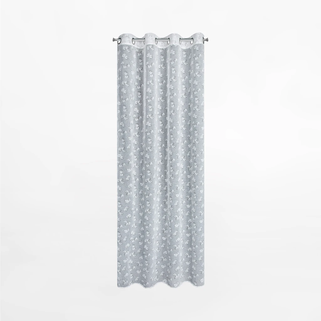Biała zasłona w białe kwiatki