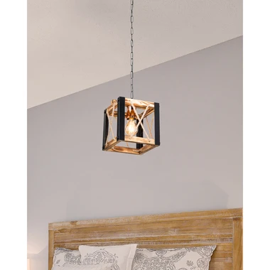 Závesné svietidlo FARAH drevené kocka 20 cm