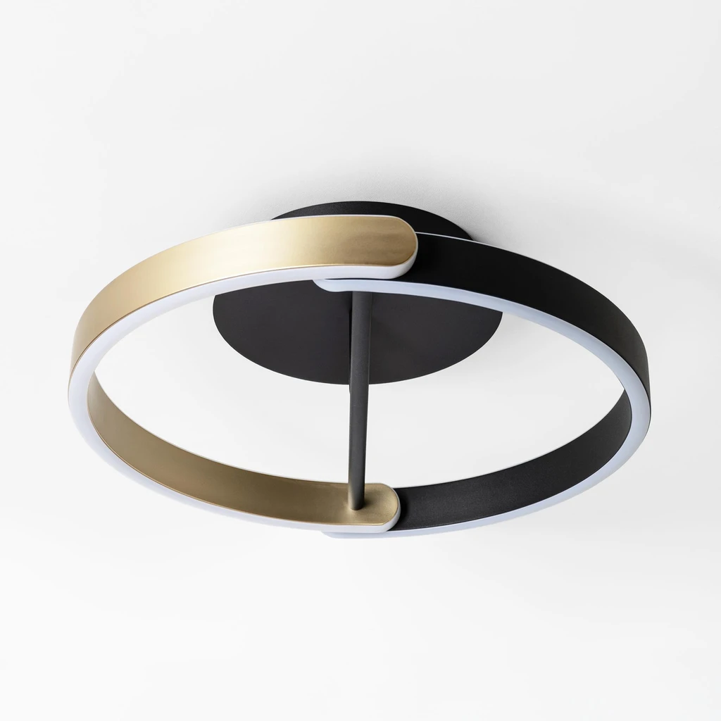 Lampa sufitowa LED, w kształcie pierścienia - idealna dla salonu lub sypialni.