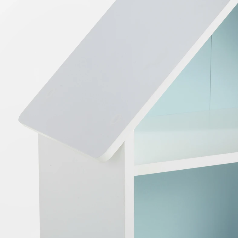 Knižnica v tvare domčeka FALIANO bielo-modrý