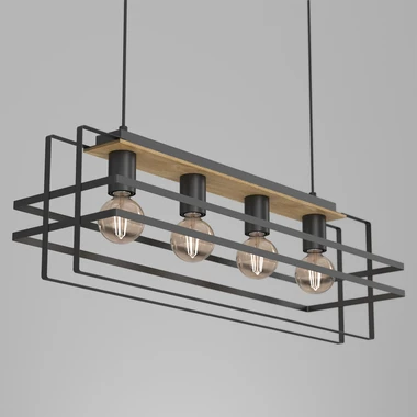 Závesné svietidlo čierny kov/svetlé drevo KORTEZ IV