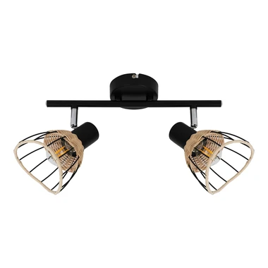 Čierne ratanové 2-bodové svietidlo GENT