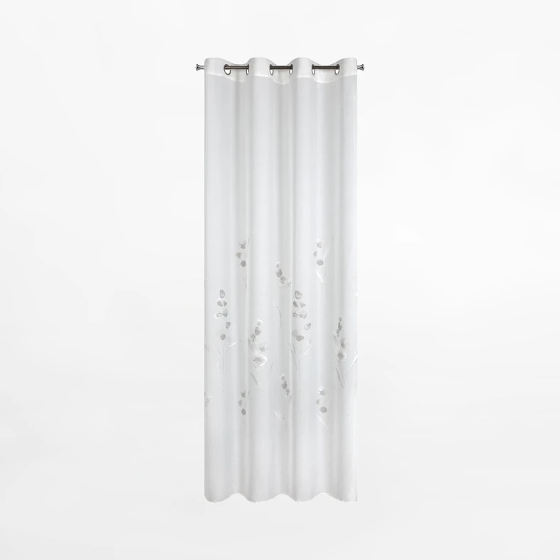 Biała firana z motywem kwiatów