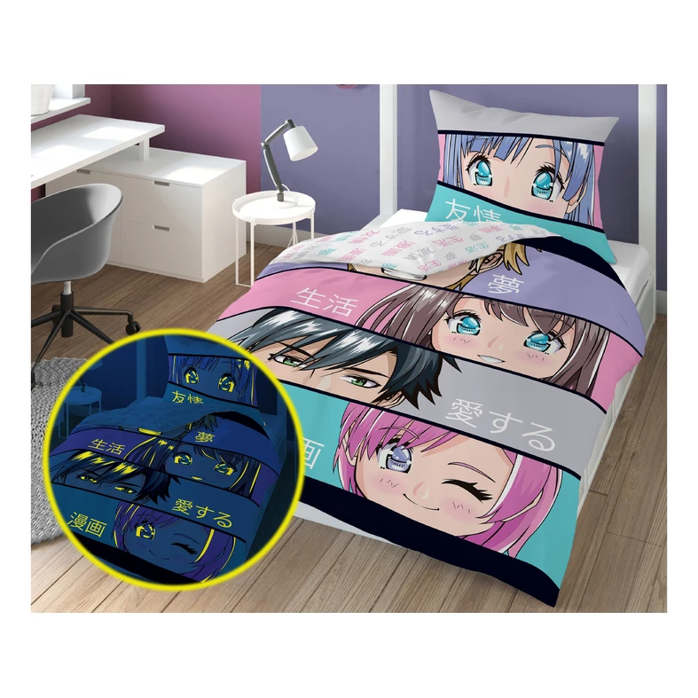Posteľná bielizeň svietiaca v tme FLUO MANGA 140 x 200 cm