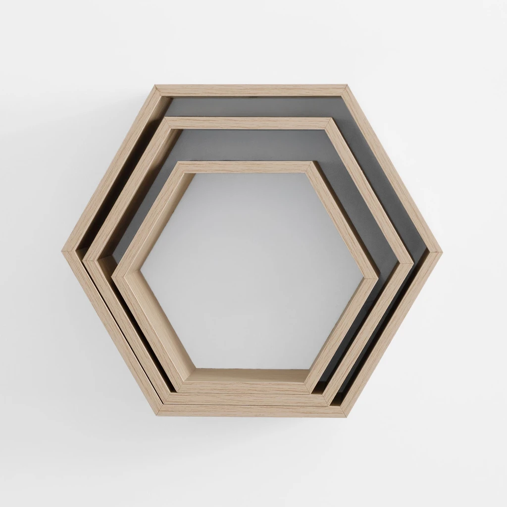 Súprava 3 geometrických nástenných políc